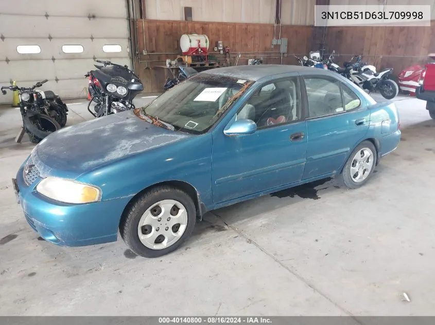 2003 Nissan Sentra Gxe VIN: 3N1CB51D63L709998 Lot: 40140800