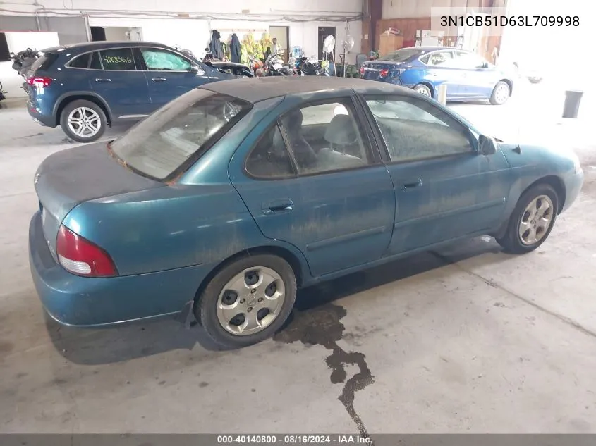 2003 Nissan Sentra Gxe VIN: 3N1CB51D63L709998 Lot: 40140800