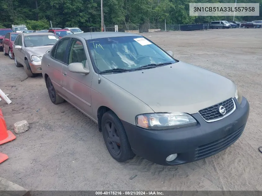 2003 Nissan Sentra Gxe VIN: 3N1CB51A33L557958 Lot: 40175216