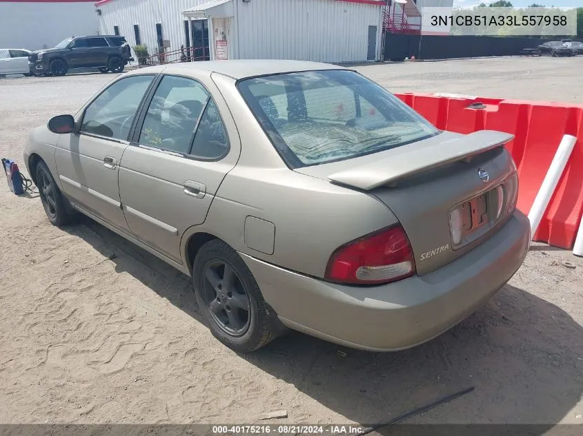 2003 Nissan Sentra Gxe VIN: 3N1CB51A33L557958 Lot: 40175216