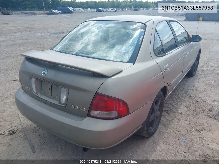 2003 Nissan Sentra Gxe VIN: 3N1CB51A33L557958 Lot: 40175216