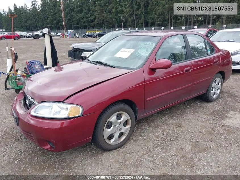 2003 Nissan Sentra Gxe VIN: 3N1CB51DX3L807559 Lot: 40180763