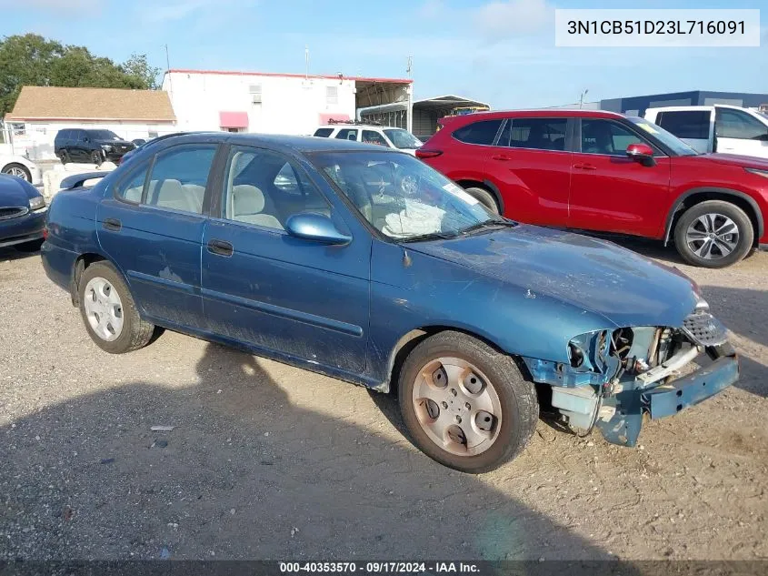 2003 Nissan Sentra Xe/Gxe VIN: 3N1CB51D23L716091 Lot: 40353570