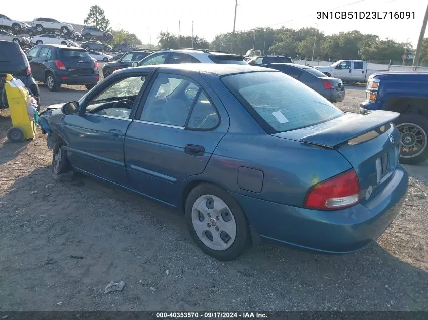 2003 Nissan Sentra Xe/Gxe VIN: 3N1CB51D23L716091 Lot: 40353570