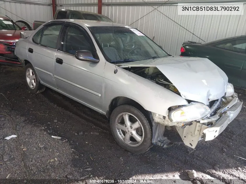 2003 Nissan Sentra Gxe VIN: 3N1CB51D83L790292 Lot: 40579235