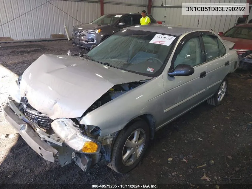 2003 Nissan Sentra Gxe VIN: 3N1CB51D83L790292 Lot: 40579235