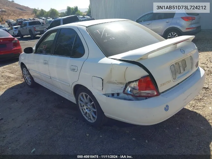 2003 Nissan Sentra Se-R VIN: 3N1AB51D73L724212 Lot: 40818475