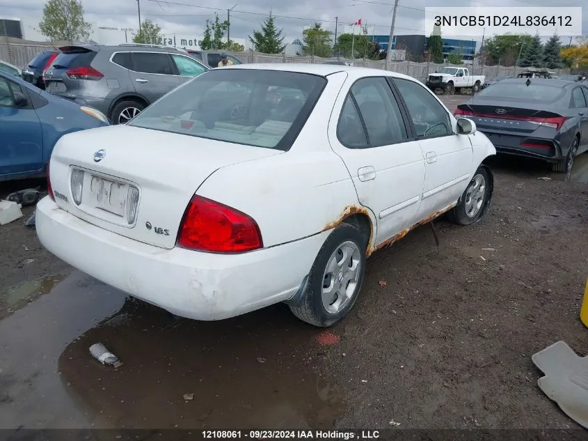 2004 Nissan Sentra VIN: 3N1CB51D24L836412 Lot: 12108061