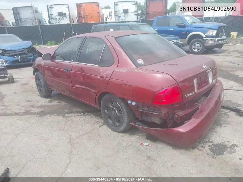 2004 Nissan Sentra 1.8S VIN: 3N1CB51D64L902590 Lot: 39440234