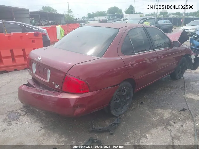 2004 Nissan Sentra 1.8S VIN: 3N1CB51D64L902590 Lot: 39440234