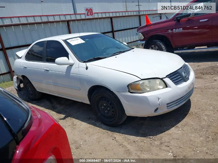 2004 Nissan Sentra 1.8S VIN: 3N1CB51D24L846762 Lot: 39589407