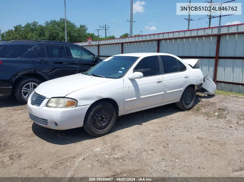 2004 Nissan Sentra 1.8S VIN: 3N1CB51D24L846762 Lot: 39589407