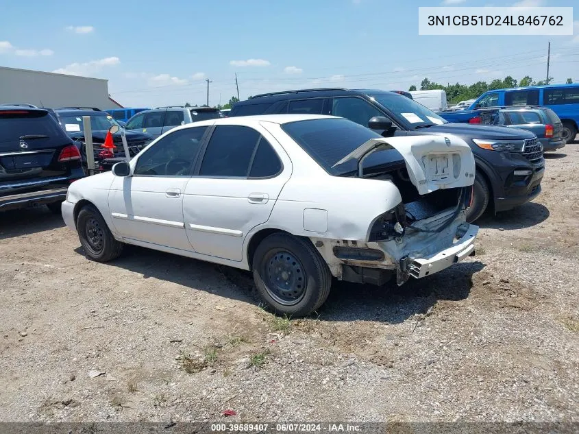 2004 Nissan Sentra 1.8S VIN: 3N1CB51D24L846762 Lot: 39589407