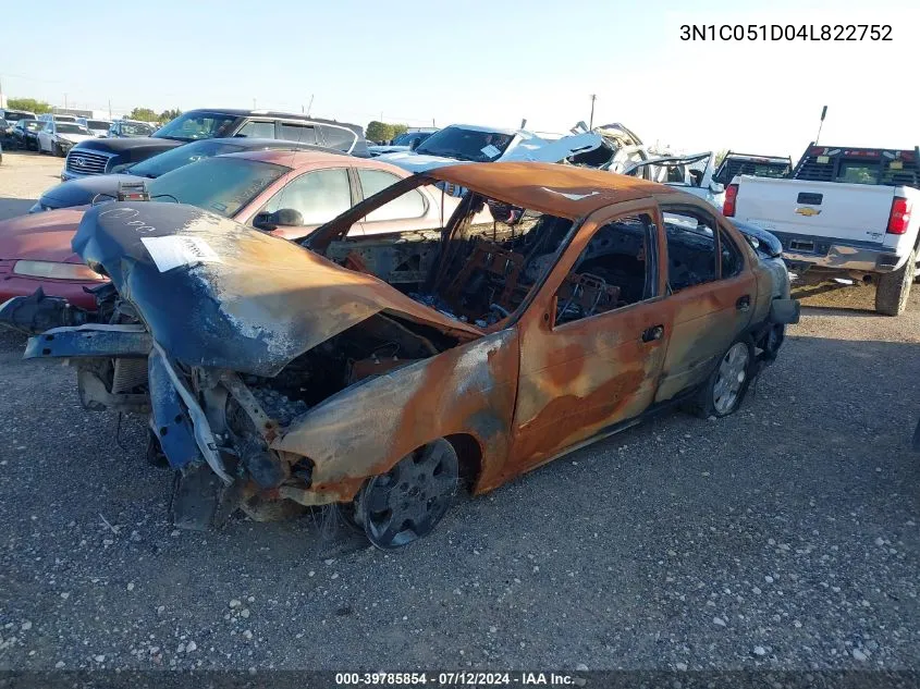 2004 Nissan Sentra VIN: 3N1C051D04L822752 Lot: 39785854