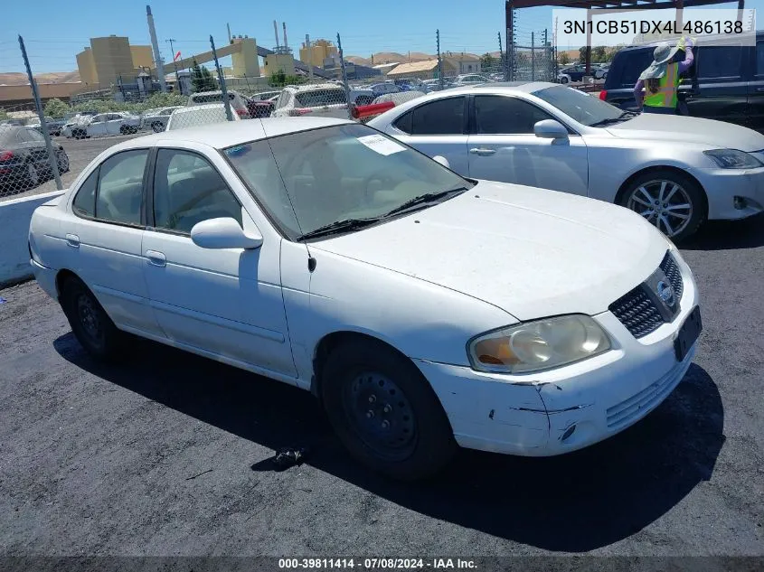 3N1CB51DX4L486138 2004 Nissan Sentra 1.8S