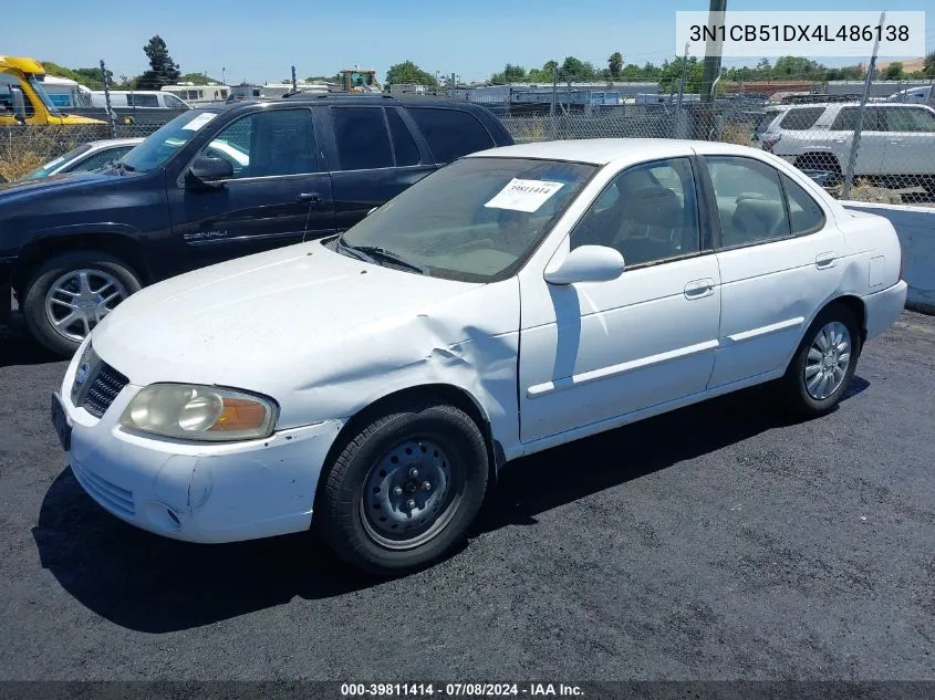 3N1CB51DX4L486138 2004 Nissan Sentra 1.8S