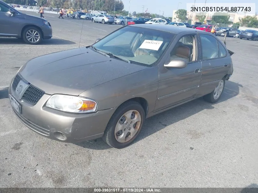 2004 Nissan Sentra 1.8S VIN: 3N1CB51D54L887743 Lot: 39831517