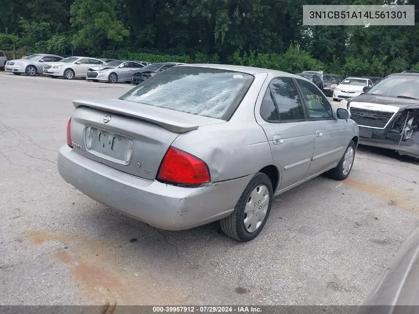 2004 Nissan Sentra 1.8S VIN: 3N1CB51A14L561301 Lot: 39957912