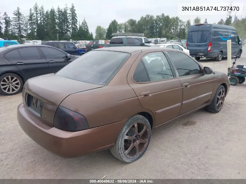 2004 Nissan Sentra 2.5S VIN: 3N1AB51A74L737470 Lot: 40049632