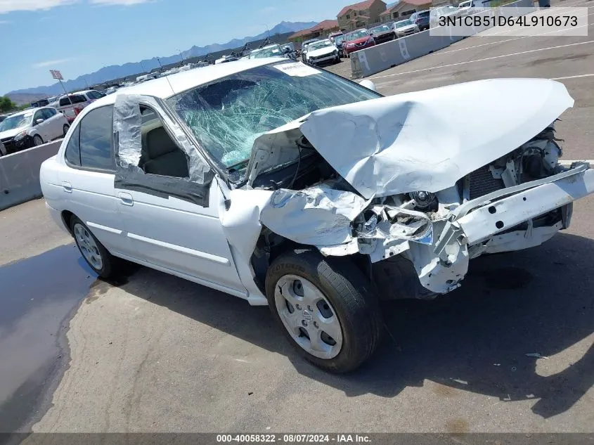 2004 Nissan Sentra 1.8S VIN: 3N1CB51D64L910673 Lot: 40058322