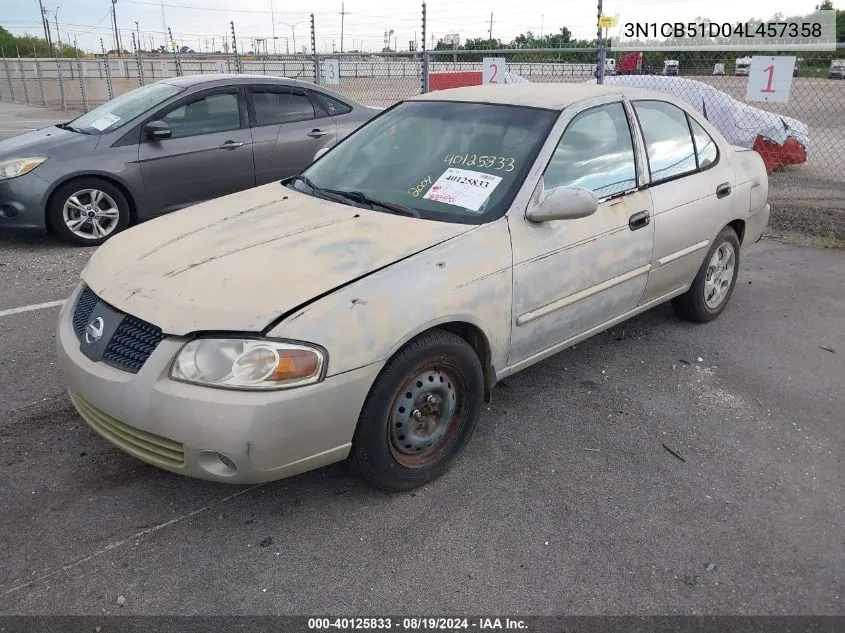 2004 Nissan Sentra 1.8S VIN: 3N1CB51D04L457358 Lot: 40125833