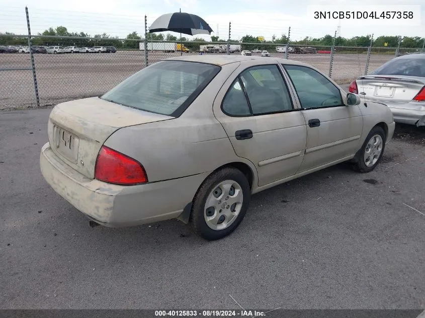 2004 Nissan Sentra 1.8S VIN: 3N1CB51D04L457358 Lot: 40125833