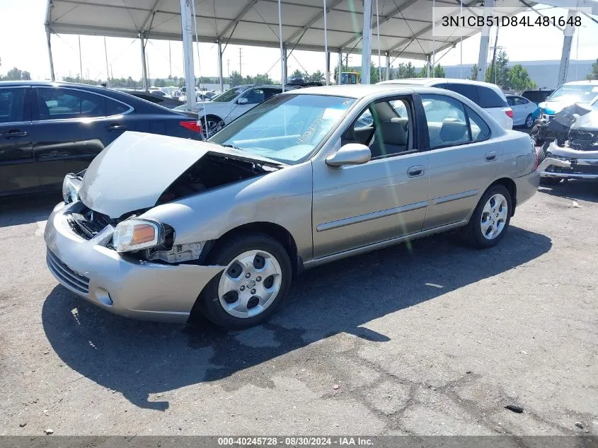 3N1CB51D84L481648 2004 Nissan Sentra 1.8/1.8S