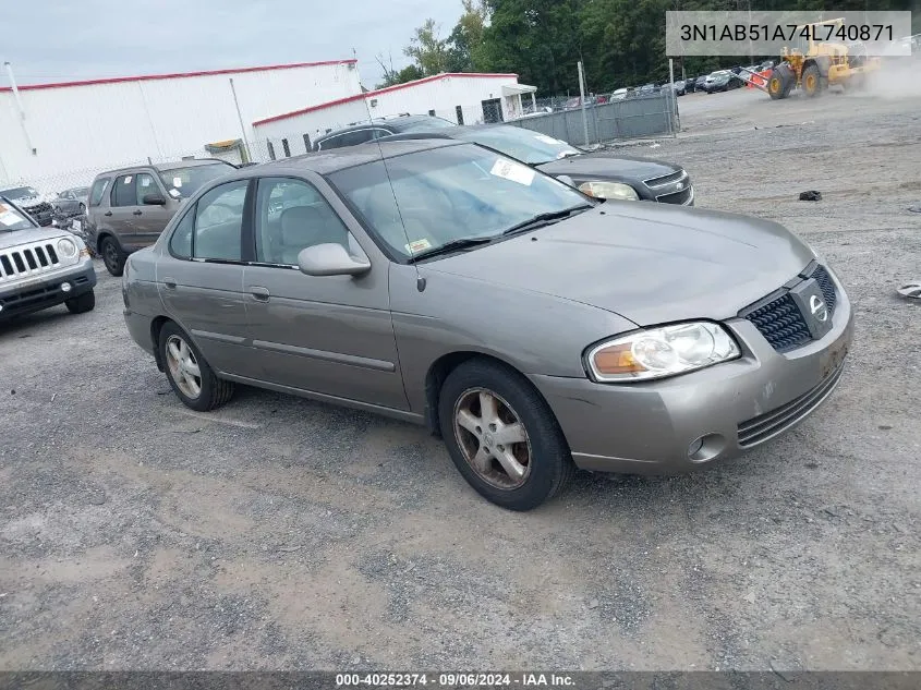 2004 Nissan Sentra 2.5S VIN: 3N1AB51A74L740871 Lot: 40252374