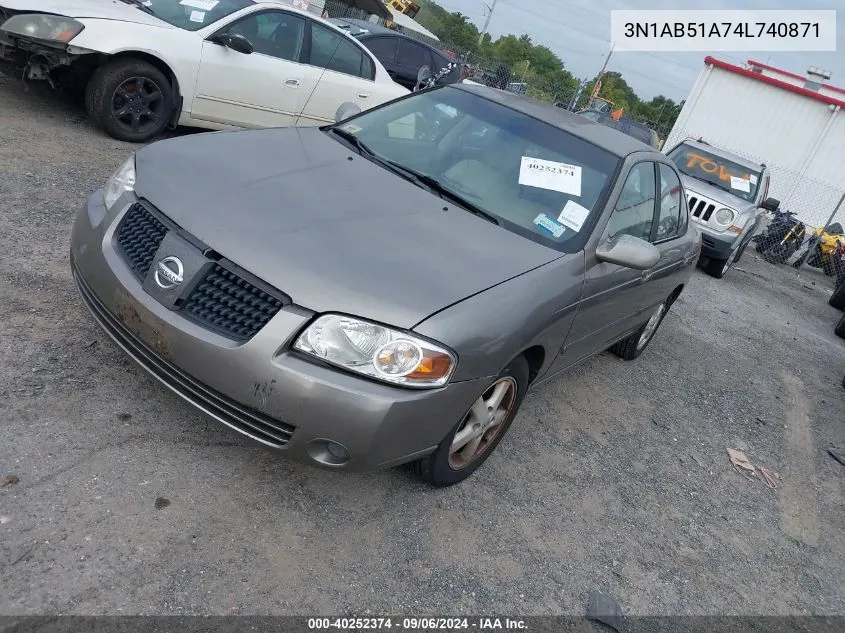 2004 Nissan Sentra 2.5S VIN: 3N1AB51A74L740871 Lot: 40252374