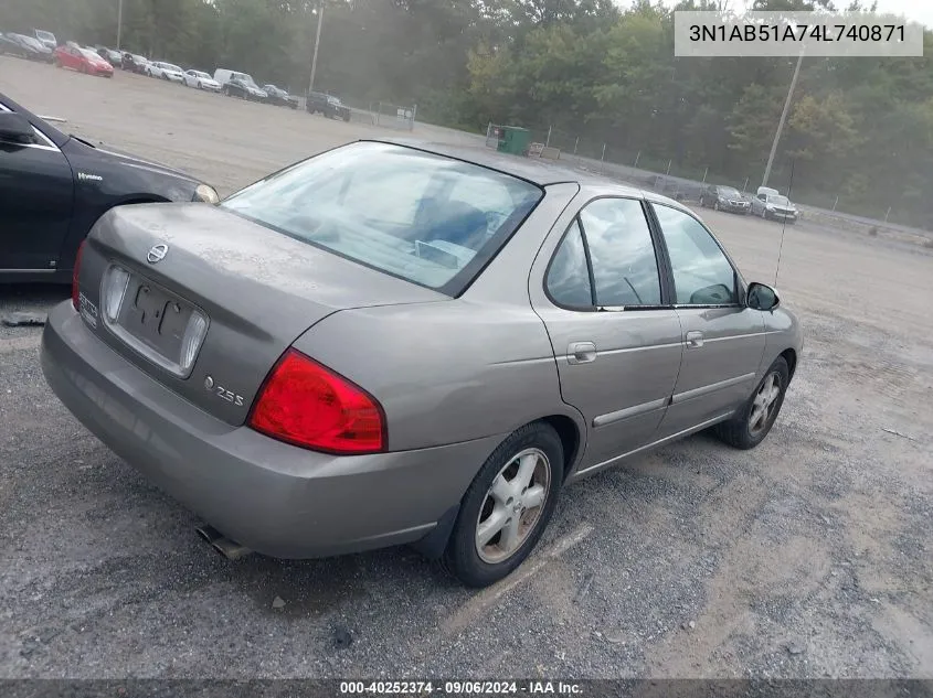 2004 Nissan Sentra 2.5S VIN: 3N1AB51A74L740871 Lot: 40252374