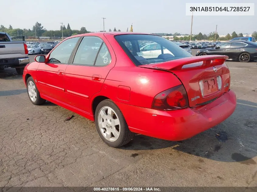 2004 Nissan Sentra Se-R VIN: 3N1AB51D64L728527 Lot: 40278615