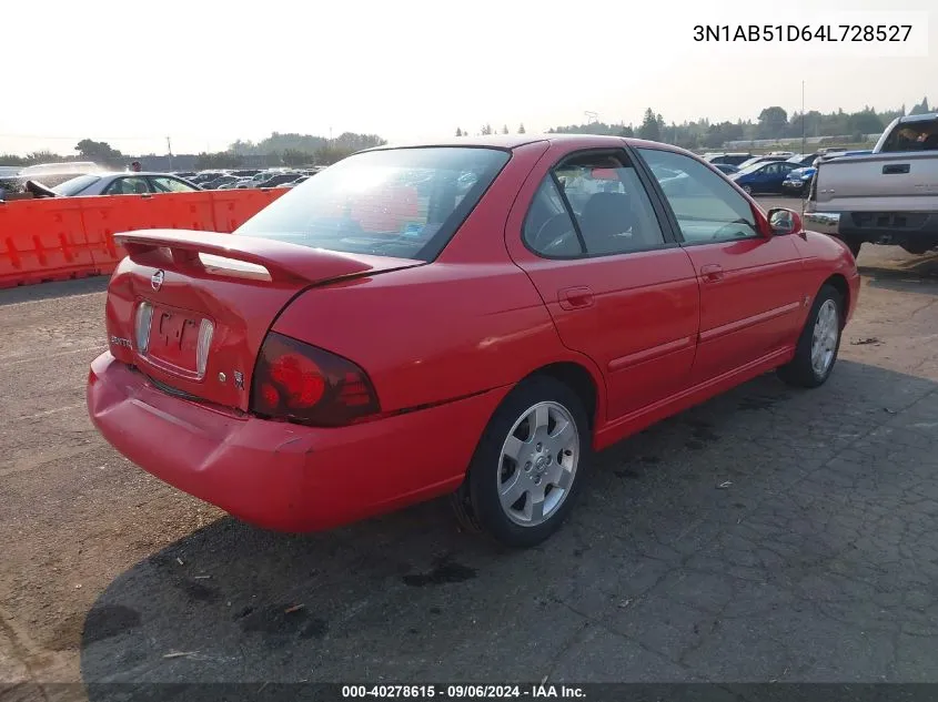 2004 Nissan Sentra Se-R VIN: 3N1AB51D64L728527 Lot: 40278615