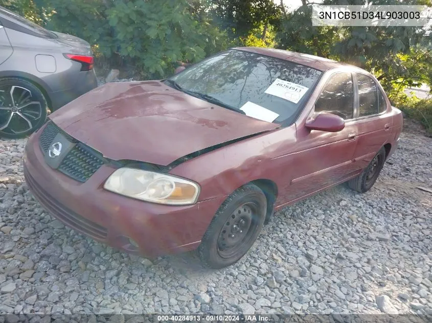 2004 Nissan Sentra 1.8/1.8S VIN: 3N1CB51D34L903003 Lot: 40284913