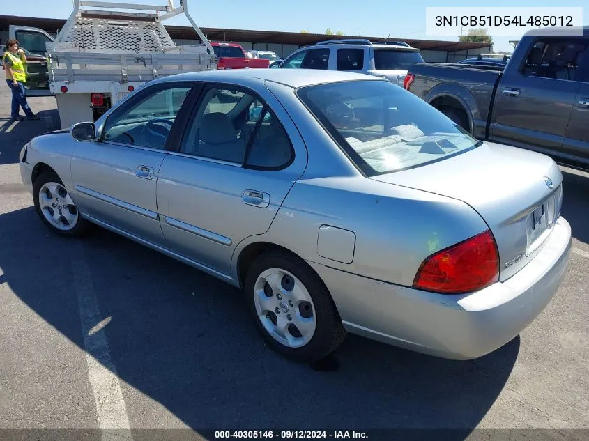 2004 Nissan Sentra 1.8/1.8S VIN: 3N1CB51D54L485012 Lot: 40305146