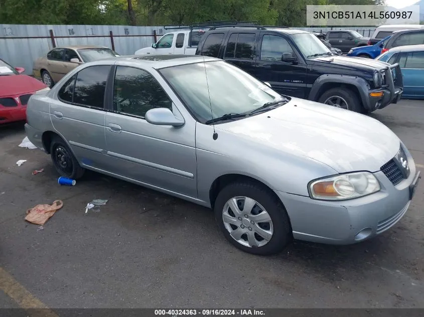 2004 Nissan Sentra 1.8S VIN: 3N1CB51A14L560987 Lot: 40324363