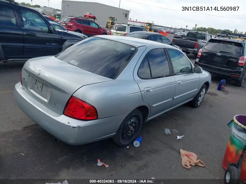 2004 Nissan Sentra 1.8S VIN: 3N1CB51A14L560987 Lot: 40324363