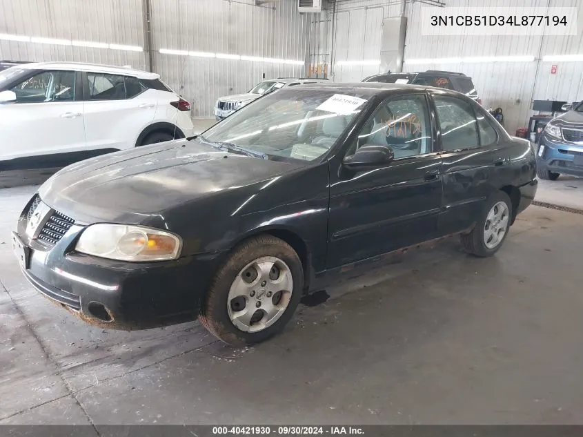 2004 Nissan Sentra 1.8S VIN: 3N1CB51D34L877194 Lot: 40421930