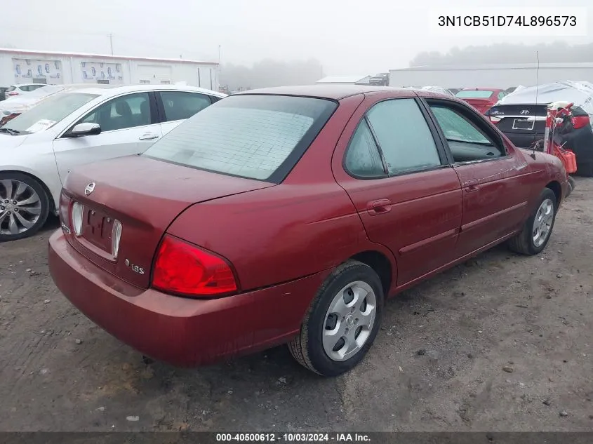 2004 Nissan Sentra 1.8S VIN: 3N1CB51D74L896573 Lot: 40500612