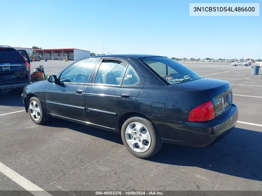 2004 Nissan Sentra 1.8S VIN: 3N1CB51D54L486600 Lot: 40553376