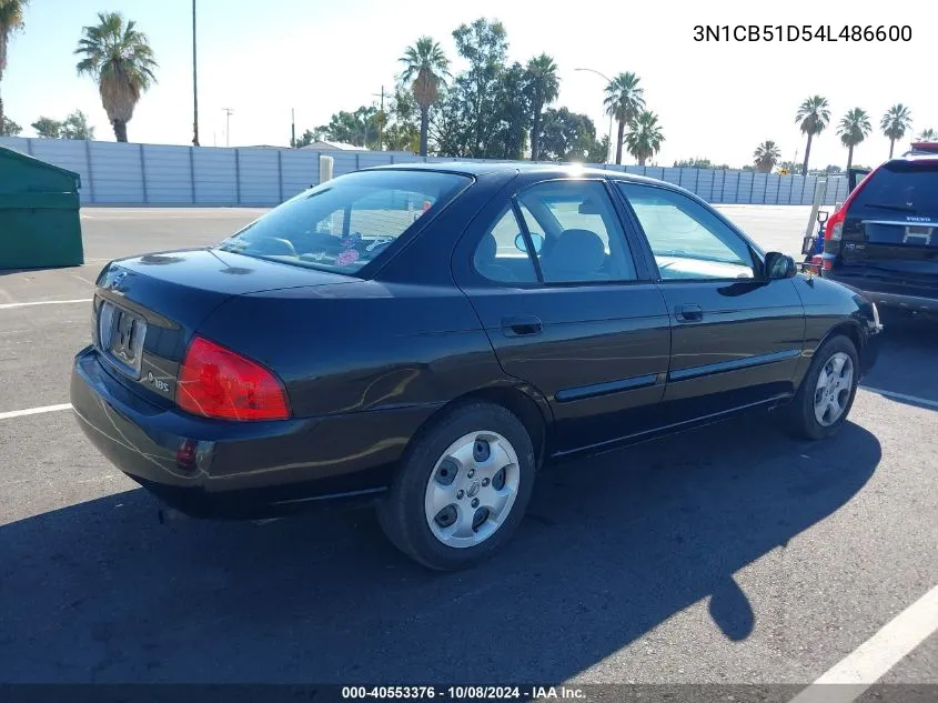 2004 Nissan Sentra 1.8S VIN: 3N1CB51D54L486600 Lot: 40553376