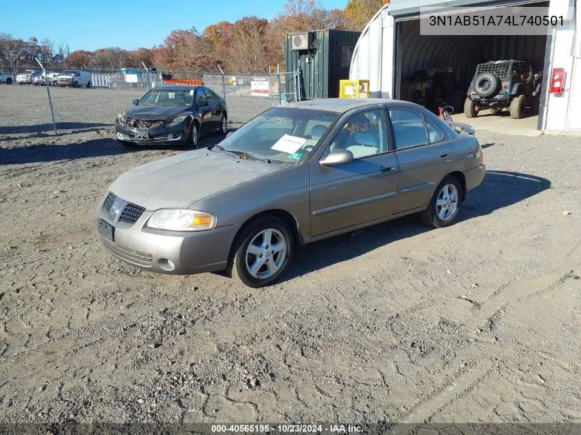 2004 Nissan Sentra 2.5S VIN: 3N1AB51A74L740501 Lot: 40565195