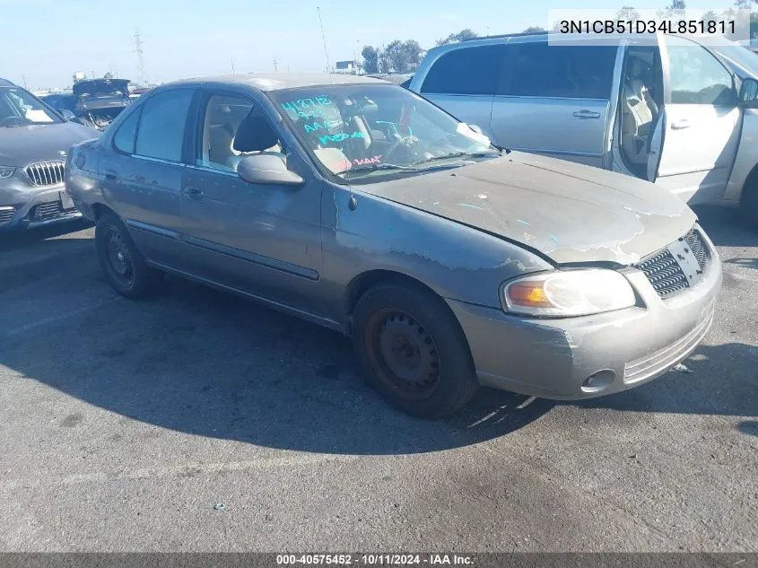 2004 Nissan Sentra 1.8S VIN: 3N1CB51D34L851811 Lot: 40575452