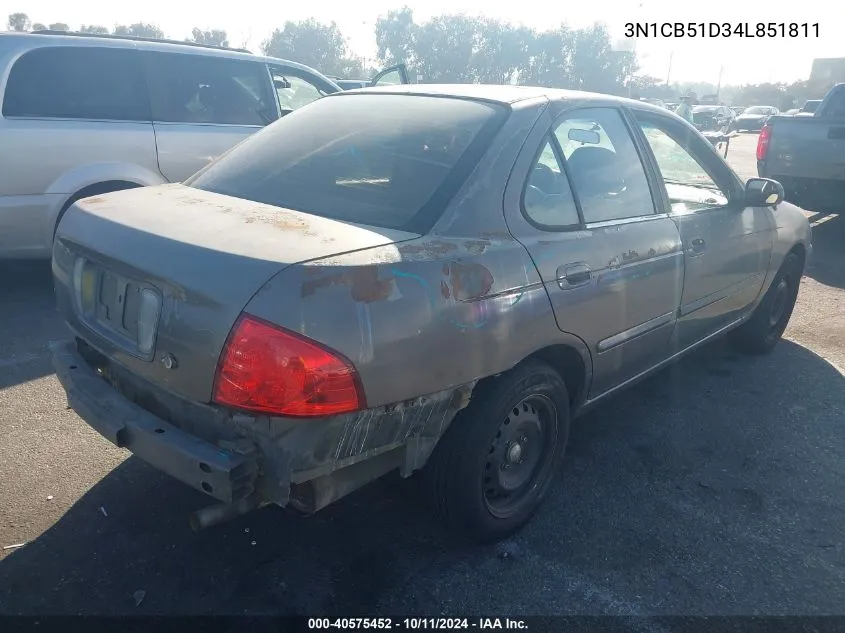 2004 Nissan Sentra 1.8S VIN: 3N1CB51D34L851811 Lot: 40575452