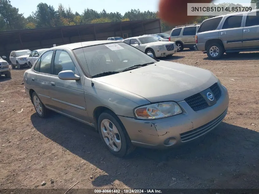 2004 Nissan Sentra S VIN: 3N1CB51D14L851709 Lot: 40661482