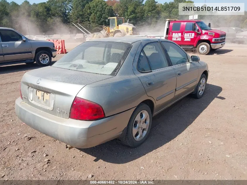 2004 Nissan Sentra S VIN: 3N1CB51D14L851709 Lot: 40661482