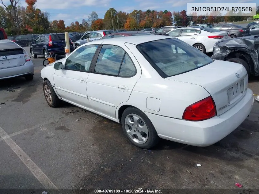 2004 Nissan Sentra 1.8S VIN: 3N1CB51D24L876568 Lot: 40709189