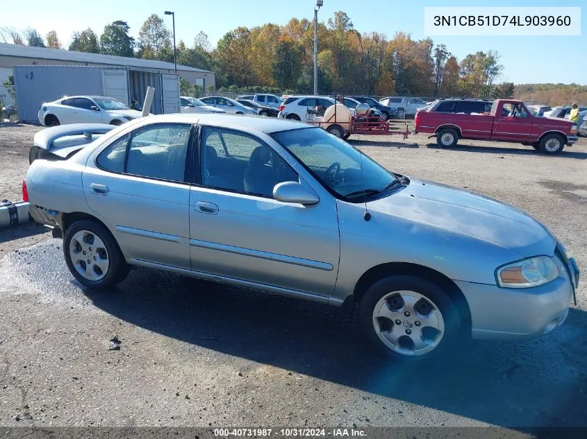 2004 Nissan Sentra 1.8S VIN: 3N1CB51D74L903960 Lot: 40731987