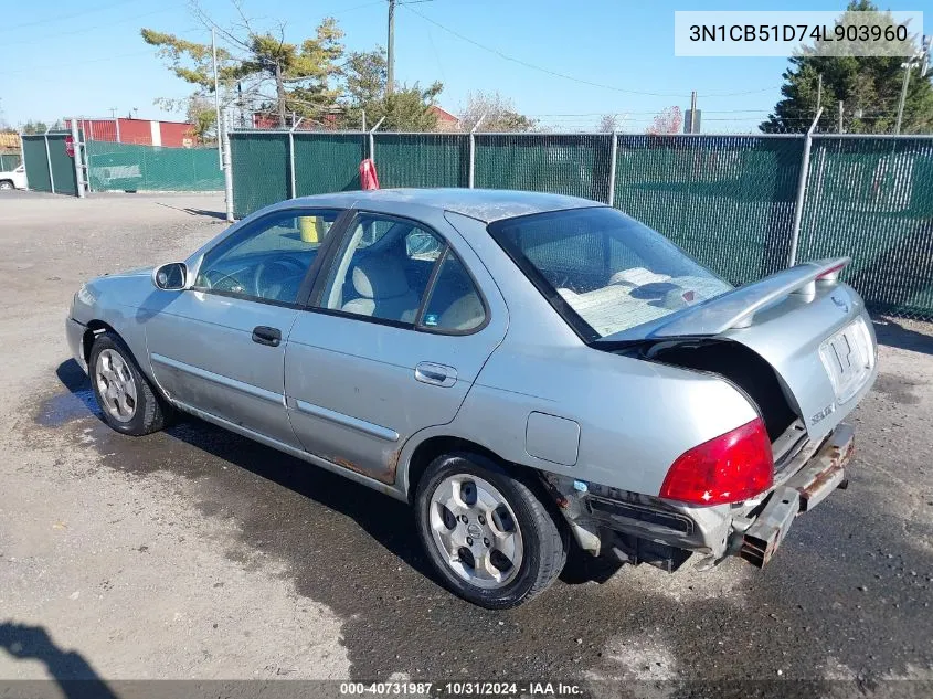 2004 Nissan Sentra 1.8S VIN: 3N1CB51D74L903960 Lot: 40731987