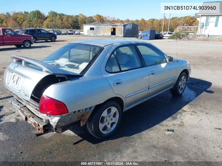 2004 Nissan Sentra 1.8S VIN: 3N1CB51D74L903960 Lot: 40731987