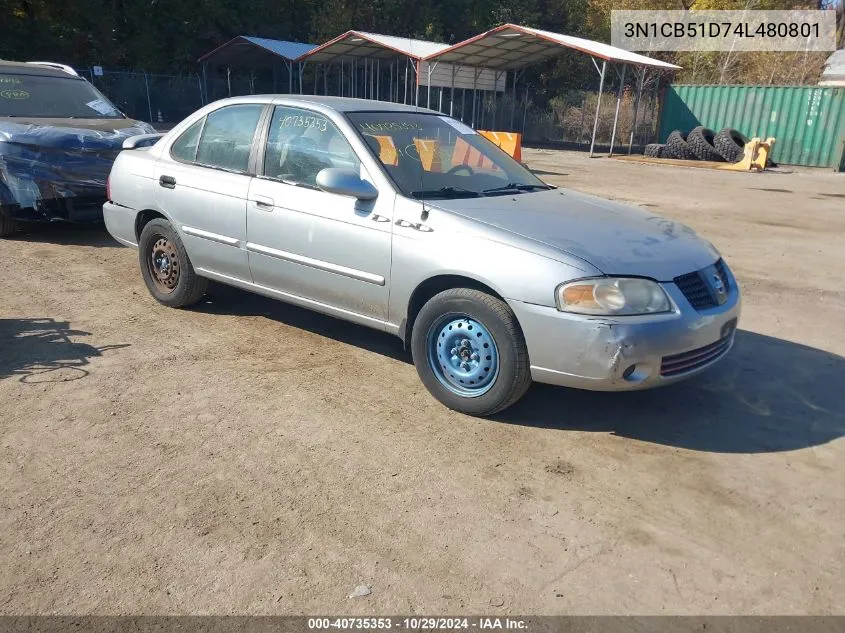 2004 Nissan Sentra 1.8S VIN: 3N1CB51D74L480801 Lot: 40735353